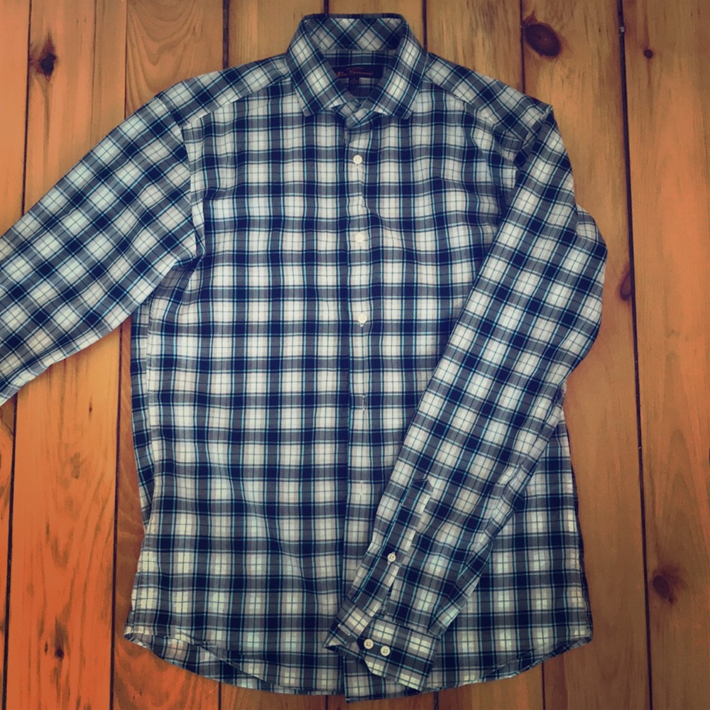 Ben Sherman Plaid Spread Collar Dress Shirt